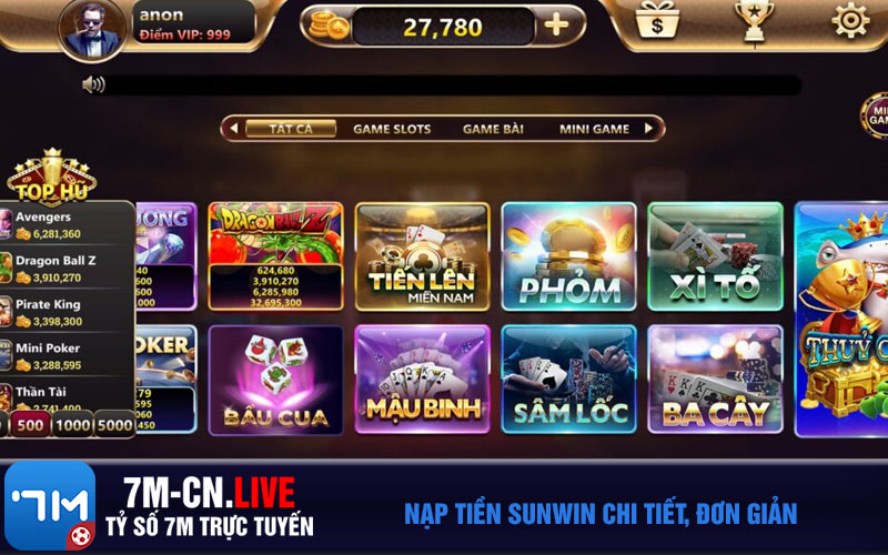 nap tien su 1 Nạp tiền Sunwin chi tiết, đơn giản