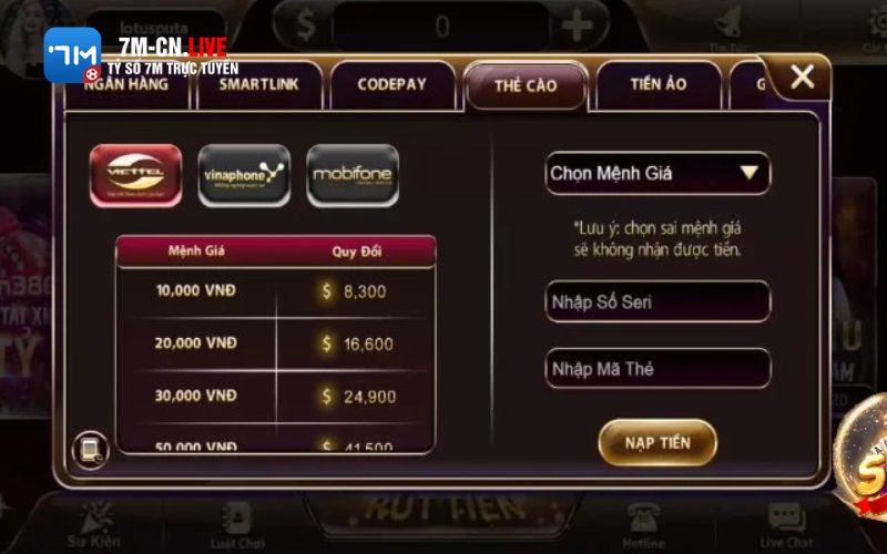 7m 14 Các hình thức nạp tiền Sunwin an toàn